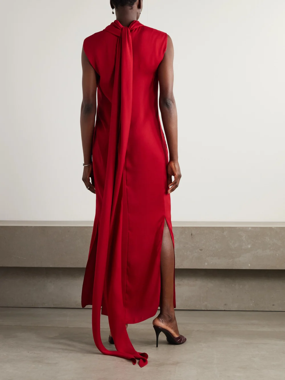 Back view of the Lanvin Draped Crepe De Chine Maxi Dress