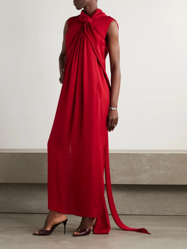 Lanvin Draped Crepe De Chine Maxi Dress