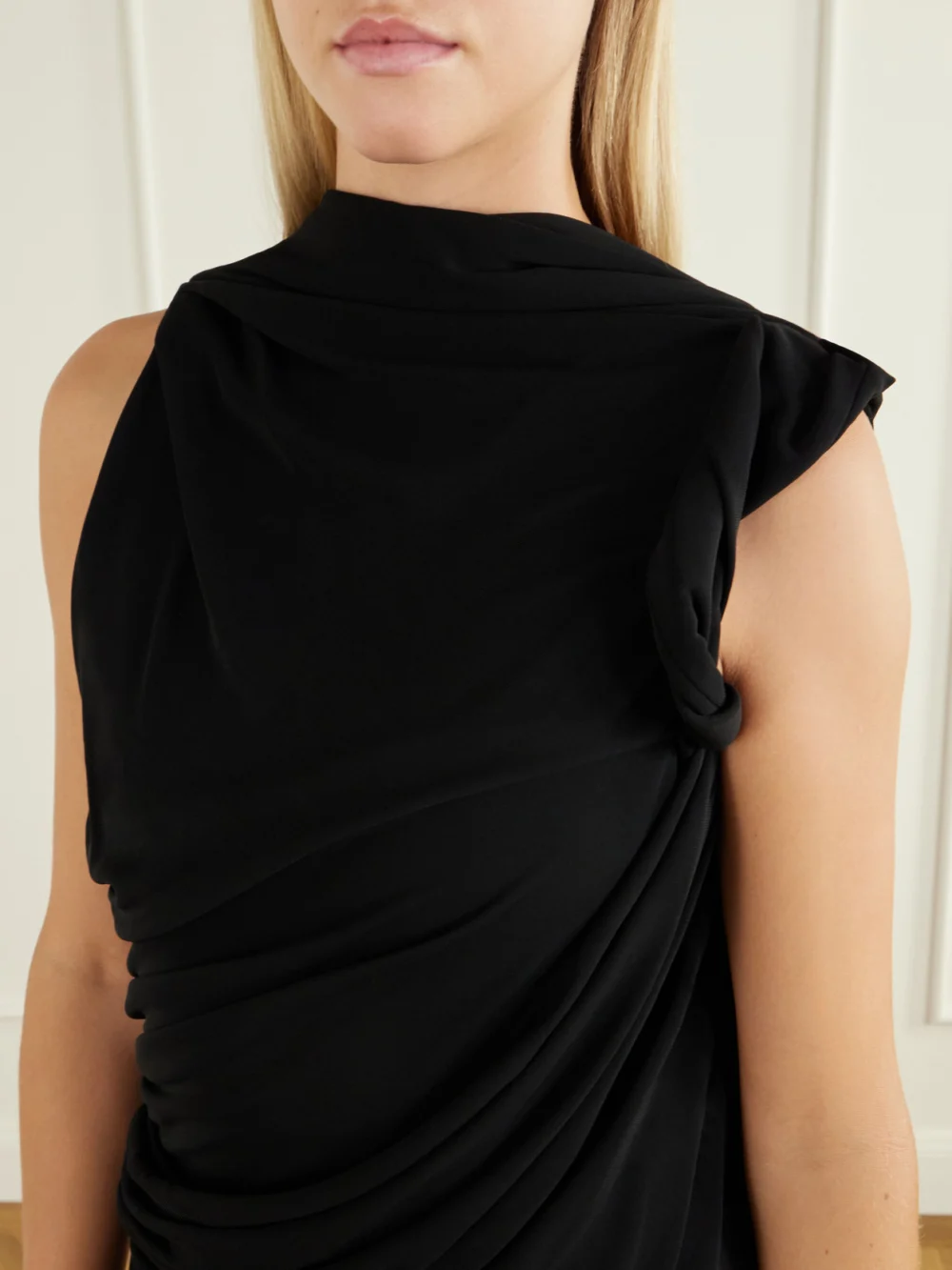 Close-up detail of the Lanvin Draped Crepe Jumpsuit