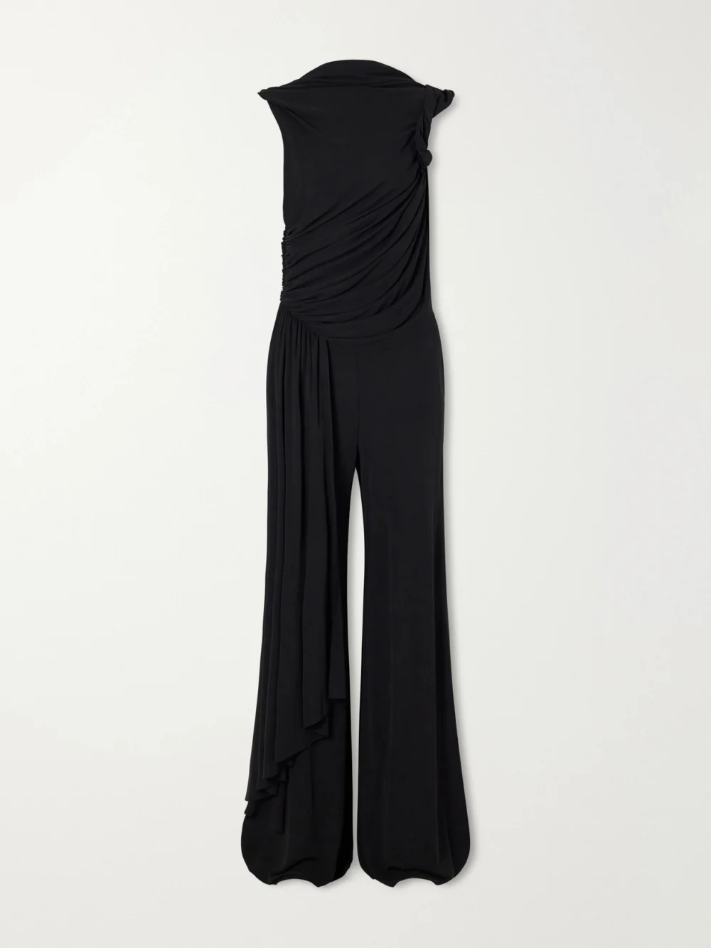 Lanvin Draped Crepe Jumpsuit in black