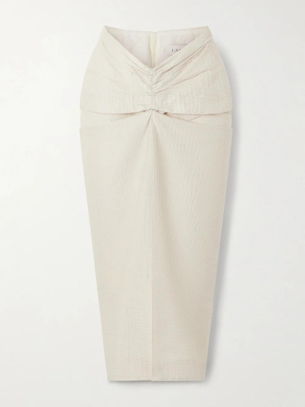 Lanvin Draped Satin-jacquard Midi Skirt in ecru