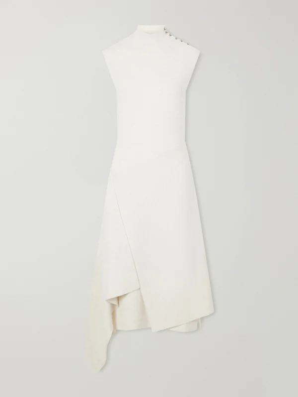Lanvin Draped Wool-blend Turtleneck Midi Dress