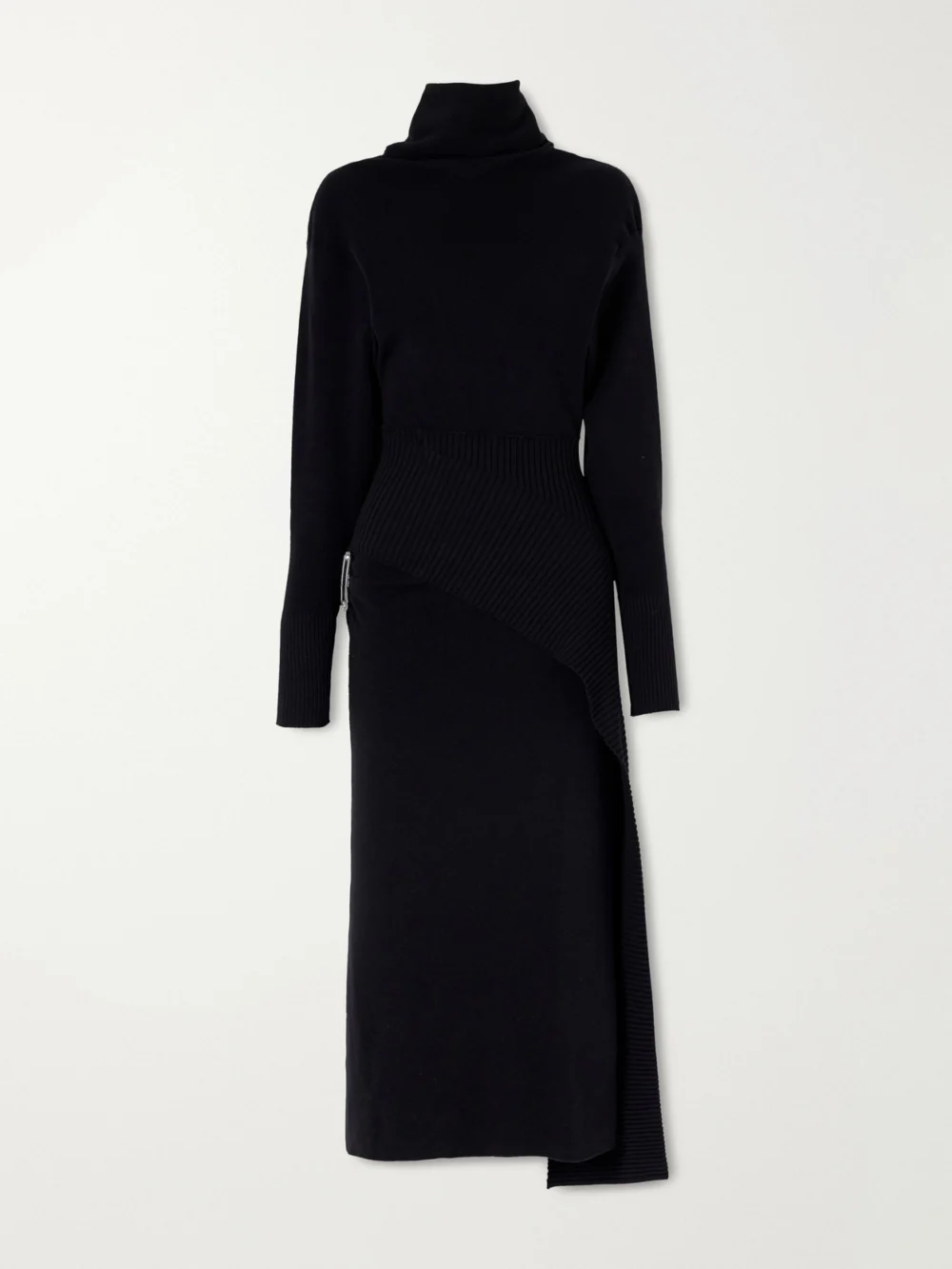 Lanvin Embellished Wool and Cashmere-blend Turtleneck Midi Dress in black
