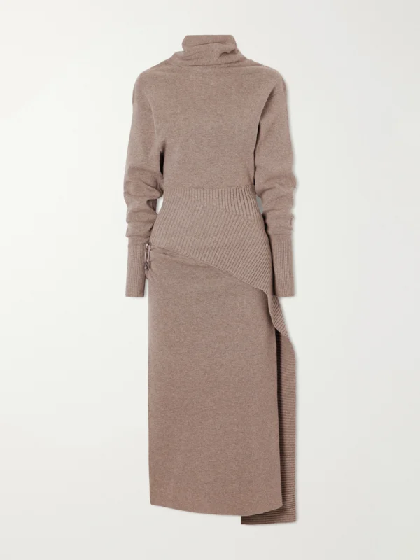 Lanvin Embellished Wool-blend Turtleneck Midi Dress