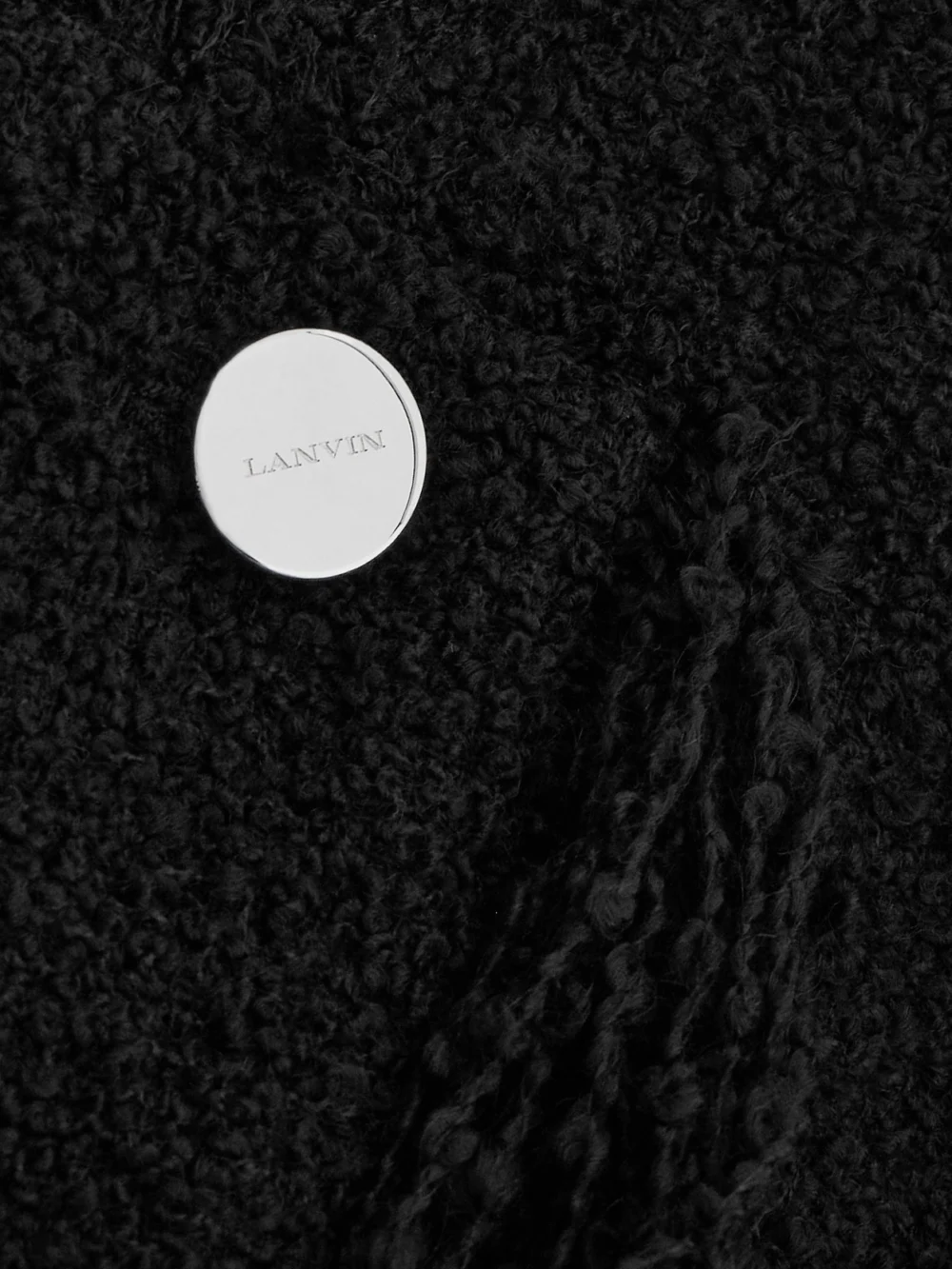 Close-up detail of the Lanvin Fringed Wool-blend Bouclé Jacket