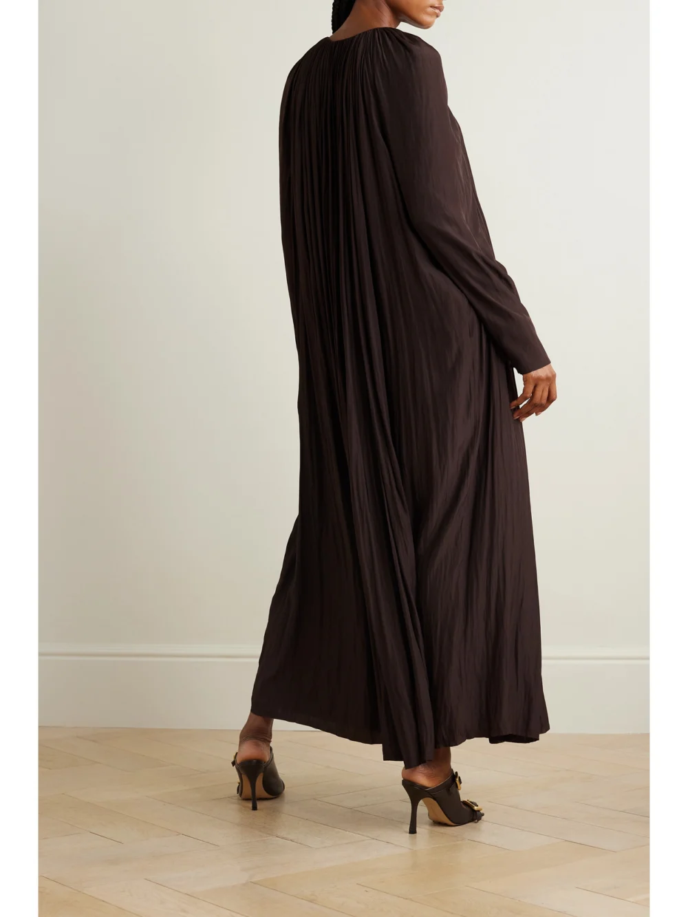 Back view of the Lanvin Gathered Charmeuse Maxi Dress