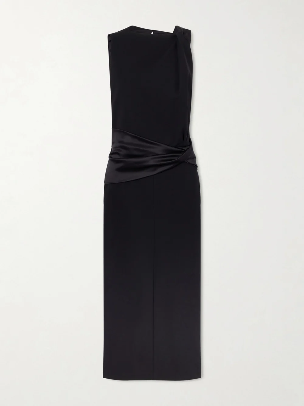 Lanvin Open-back Draped Satin-trimmed Jersey Midi Dress in black