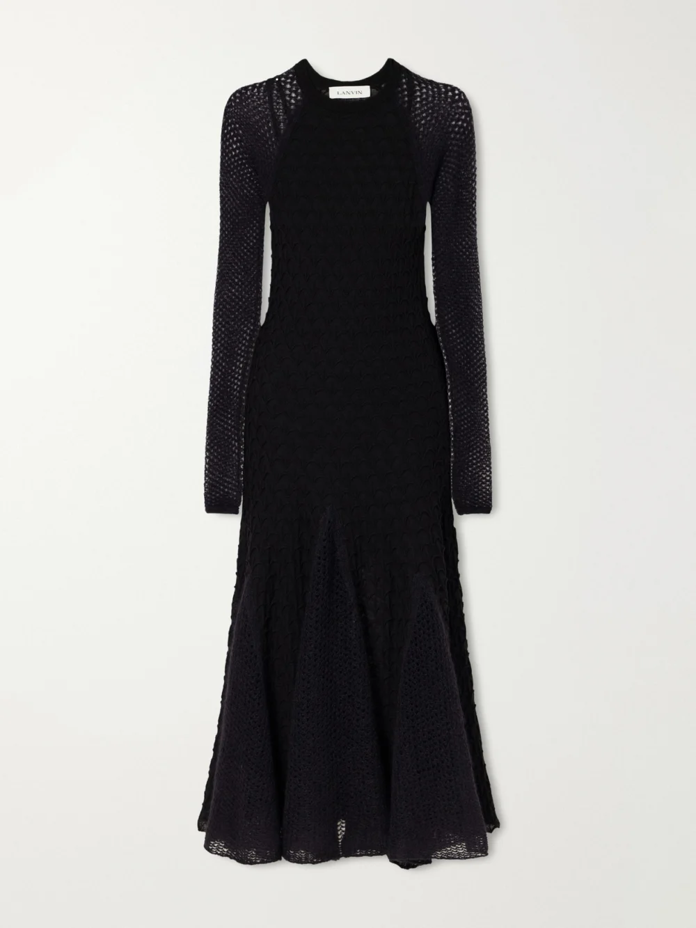 Lanvin Open-knit Wool Maxi Dress in black