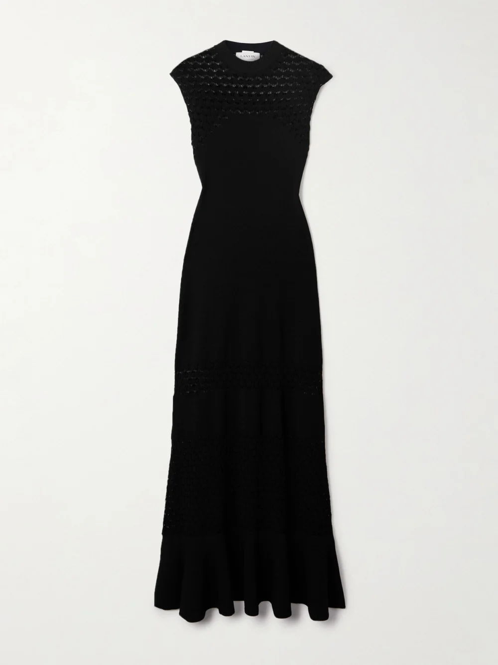 Lanvin Paneled Knitted Midi Dress in black