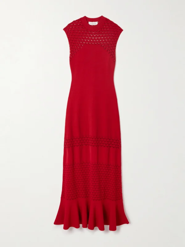 Lanvin Paneled Knitted Midi Dress