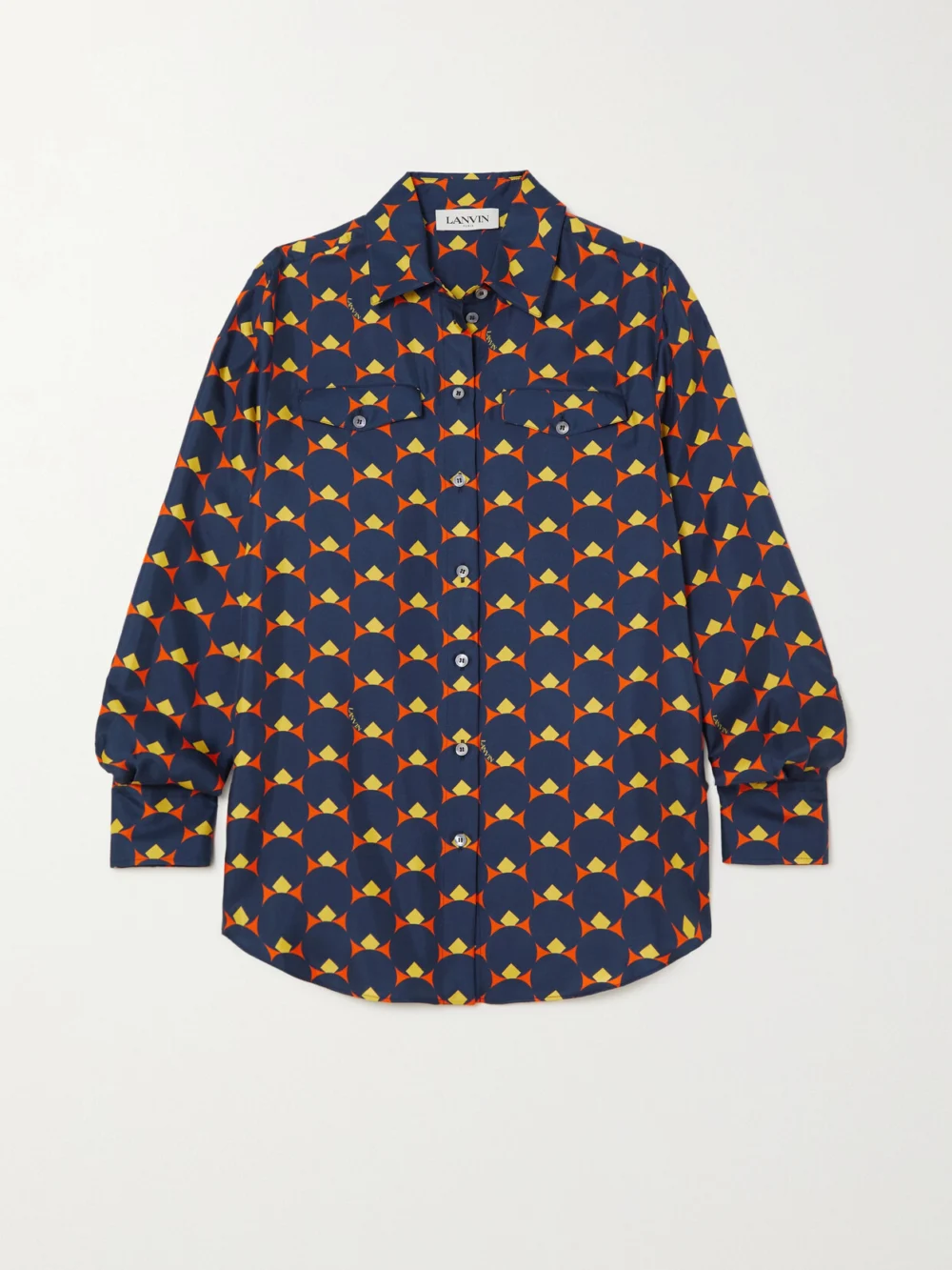 Lanvin Printed Silk Blouse in navy