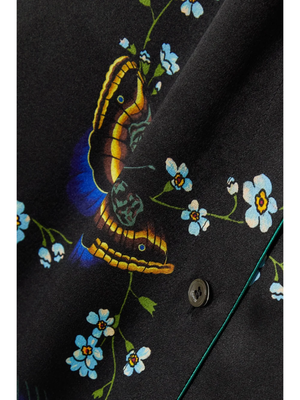 Close-up detail of the Lanvin Printed Silk-satin Shirt