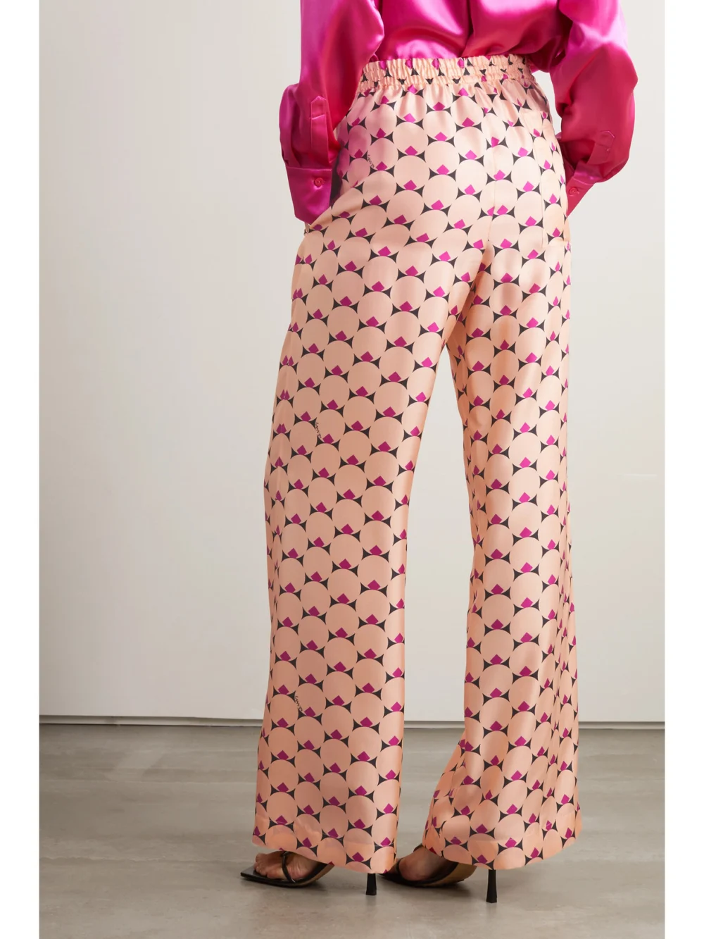 Back view of the Lanvin Printed Silk-twill Wide-leg Pants