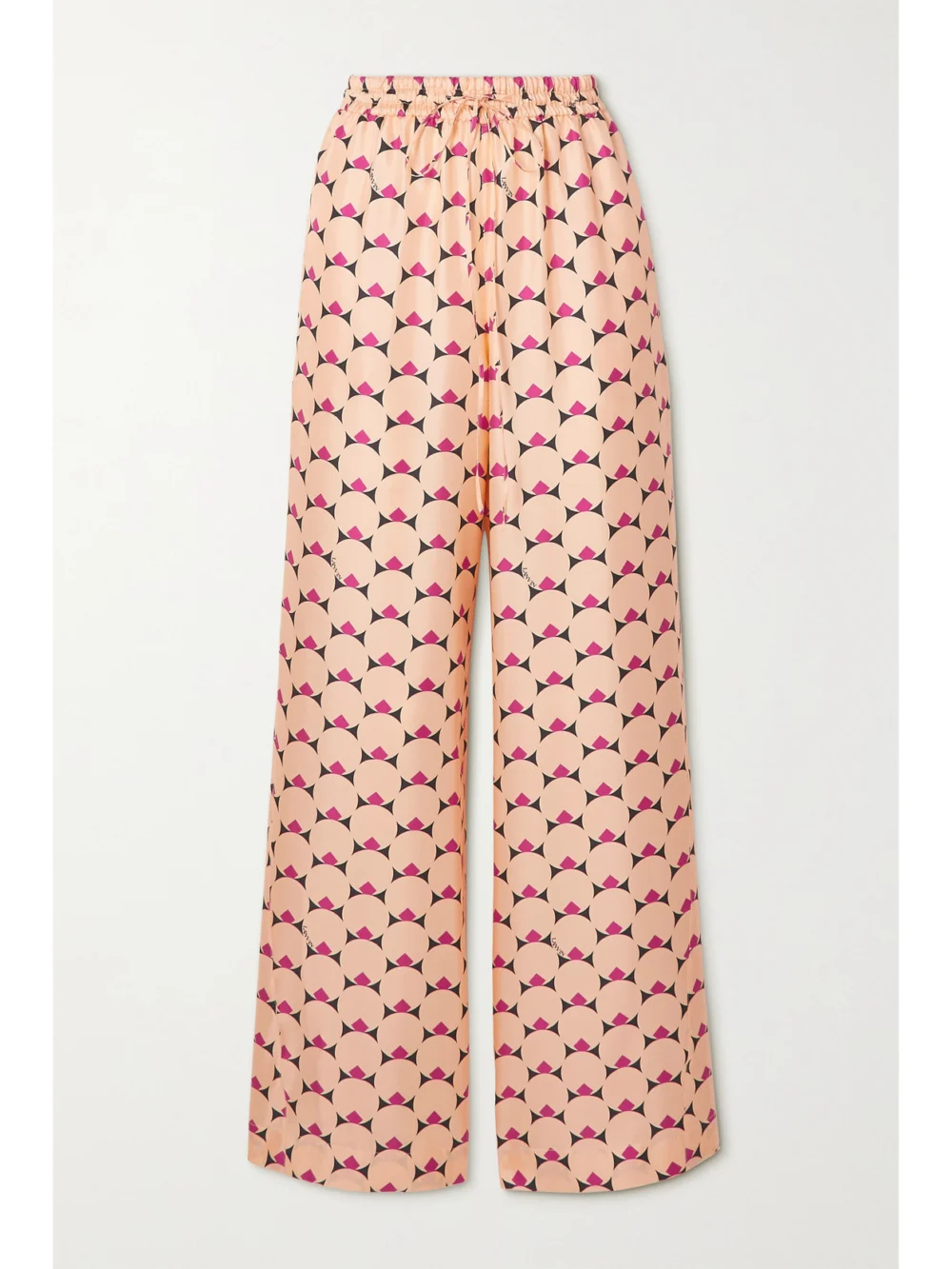 Lanvin Printed Silk-twill Wide-leg Pants in beige