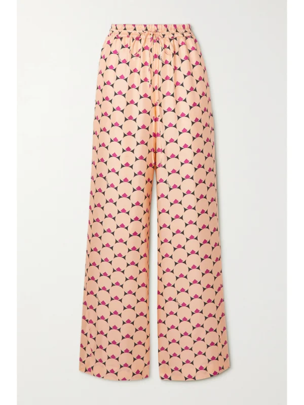 Lanvin Printed Silk-twill Wide-leg Pants