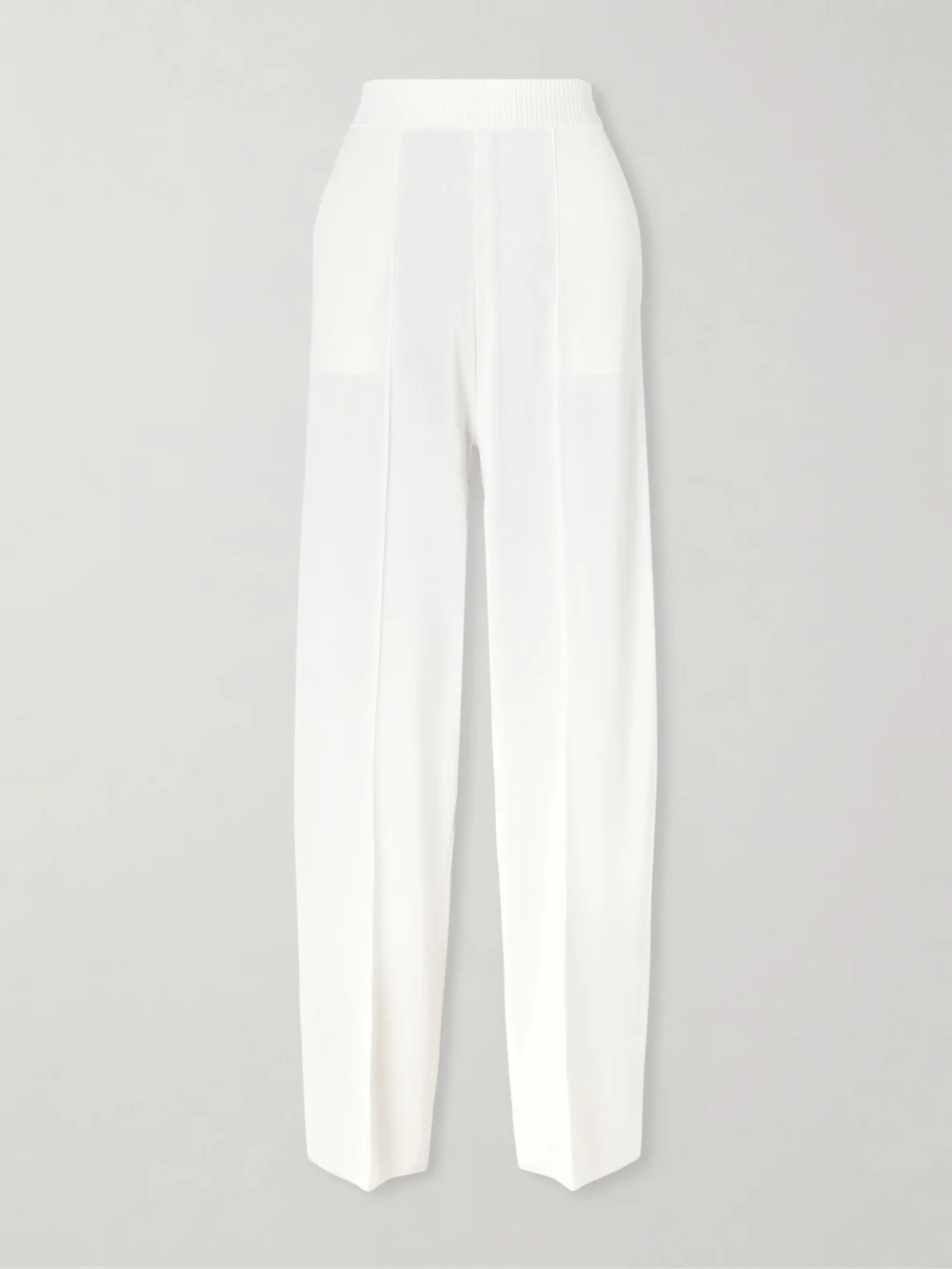 Lanvin Ribbed-knit Wide-leg Pants in cream