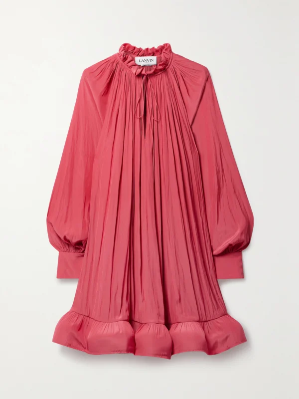Lanvin Ruffled Charmeuse Mini Dress