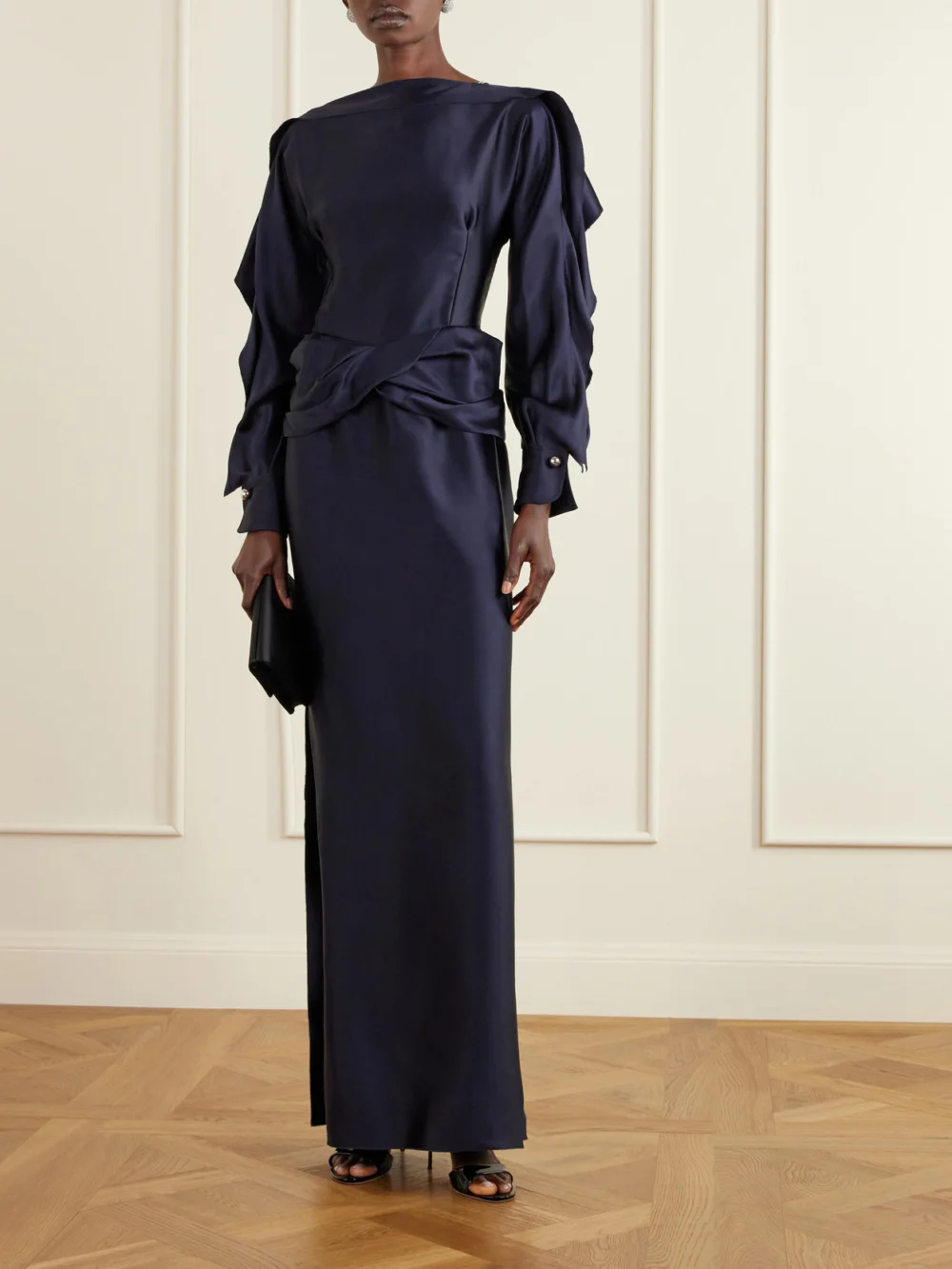 Lanvin Ruffled Gathered Satin Gown, worn by a model