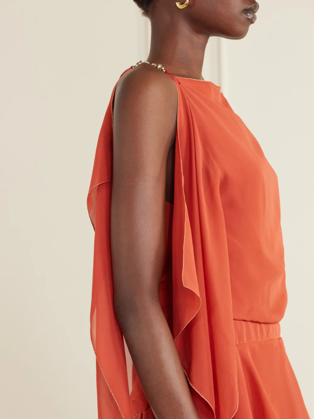 Close-up detail of the Lanvin Ruffled Silk-chiffon Gown