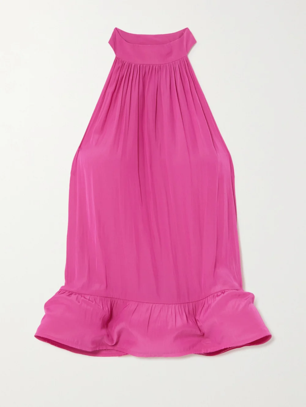 Lanvin Satin Peplum Halterneck Top in pink