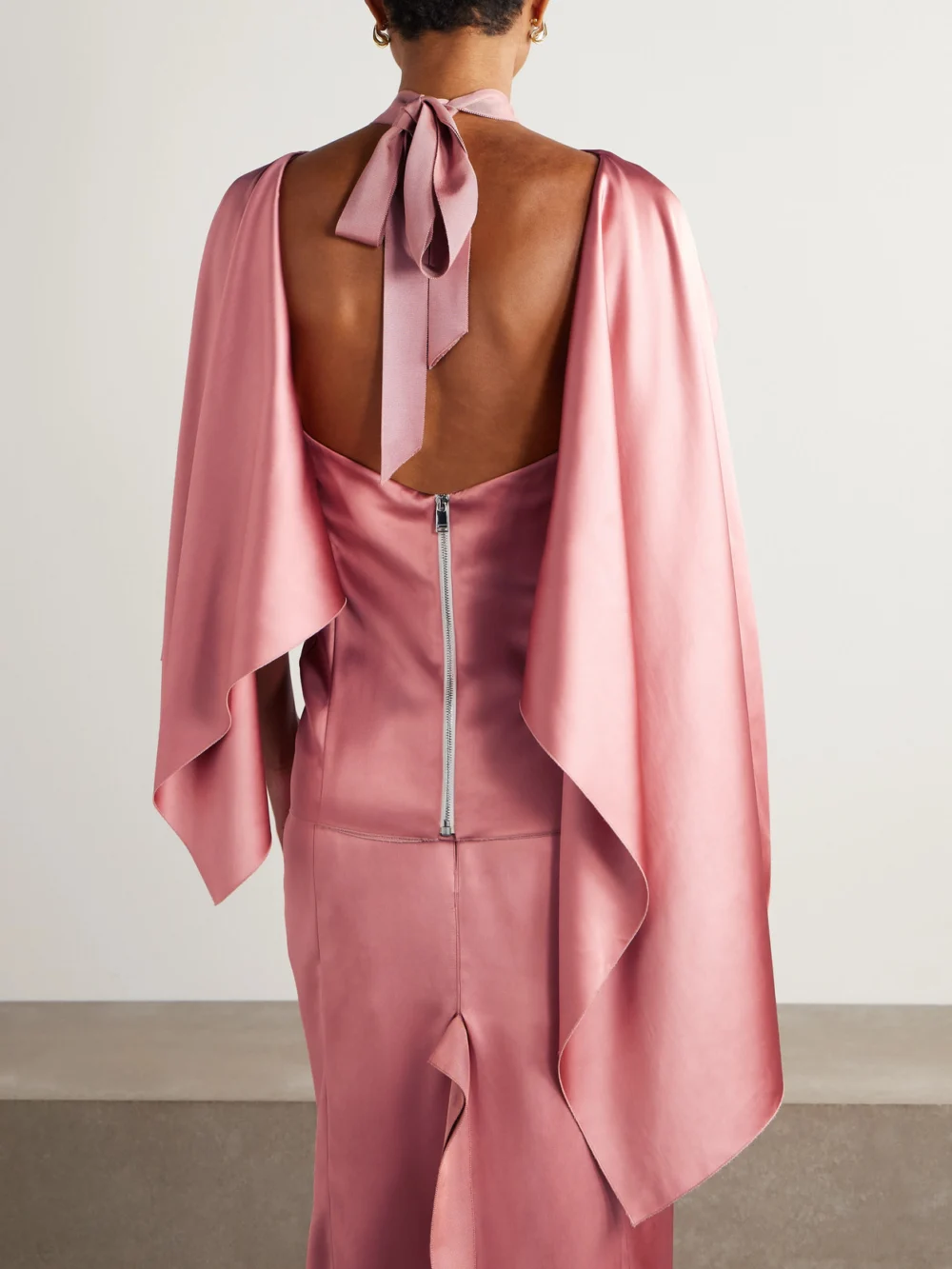 Back view of the Lanvin Scarf-detailed Draped Satin Top
