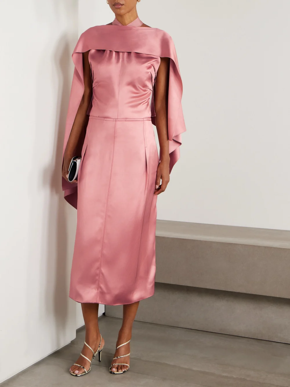 Lanvin Scarf-detailed Draped Satin Top, worn by a model