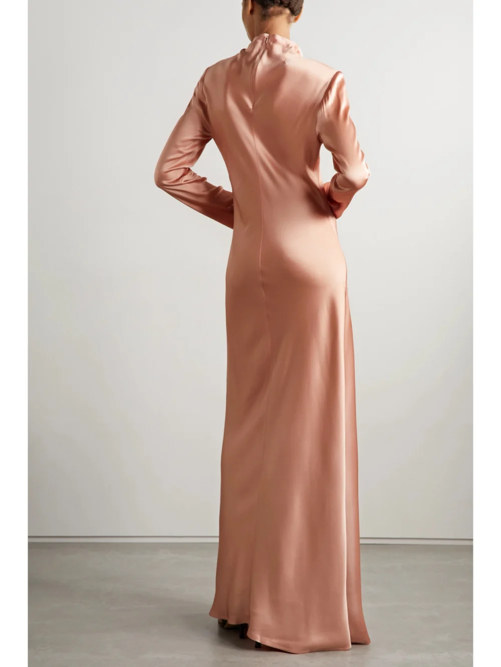 Back view of the Lapointe Draped Satin Gown