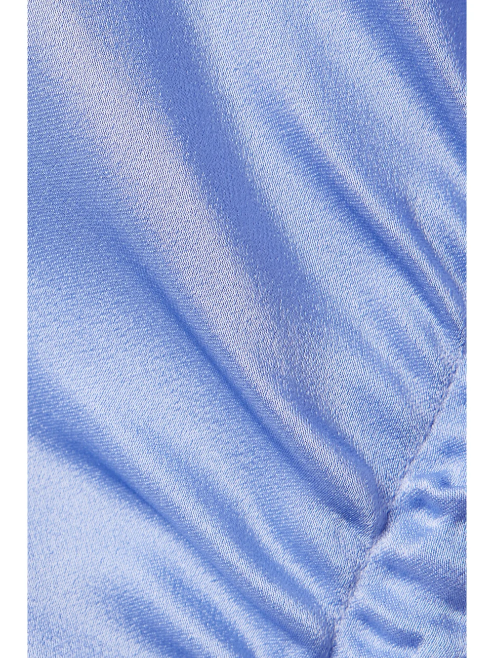 Close-up detail of the Lapointe Feather-trimmed Ruched Satin Gown