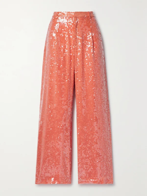 Lapointe Pleated Sequined Crepe Wide-leg Pants
