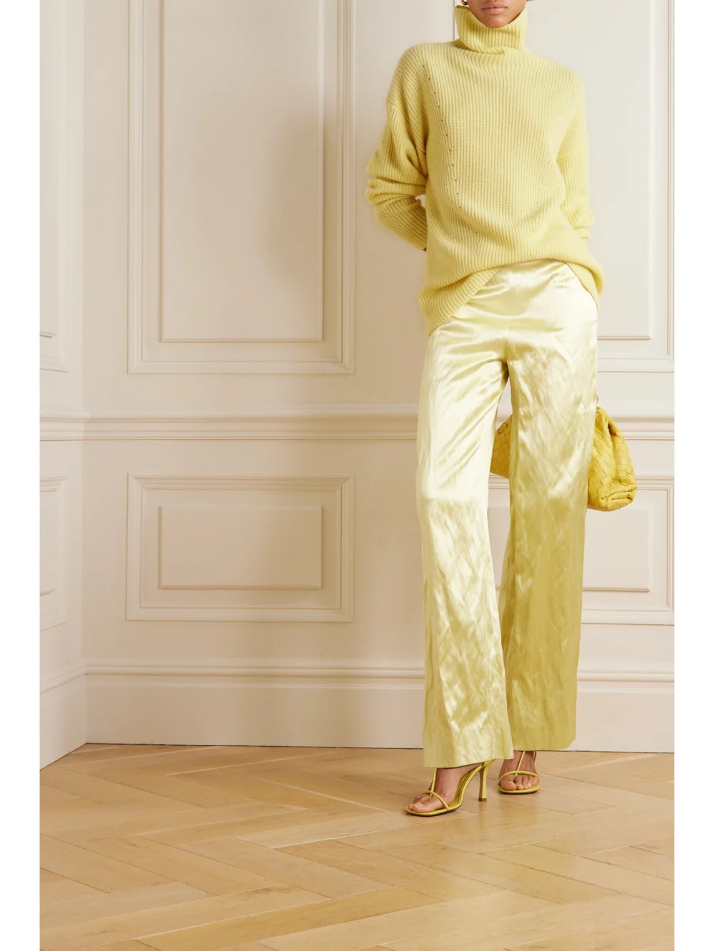Lapointe Ribbed Cashmere and Silk-blend Turtleneck Sweater, worn by a model