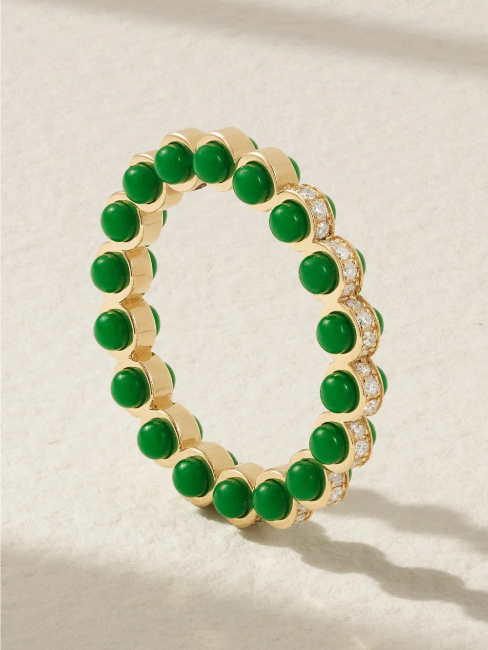 L'Atelier Nawbar Atoms 18-karat Gold Diamond and Enamel Ring in green
