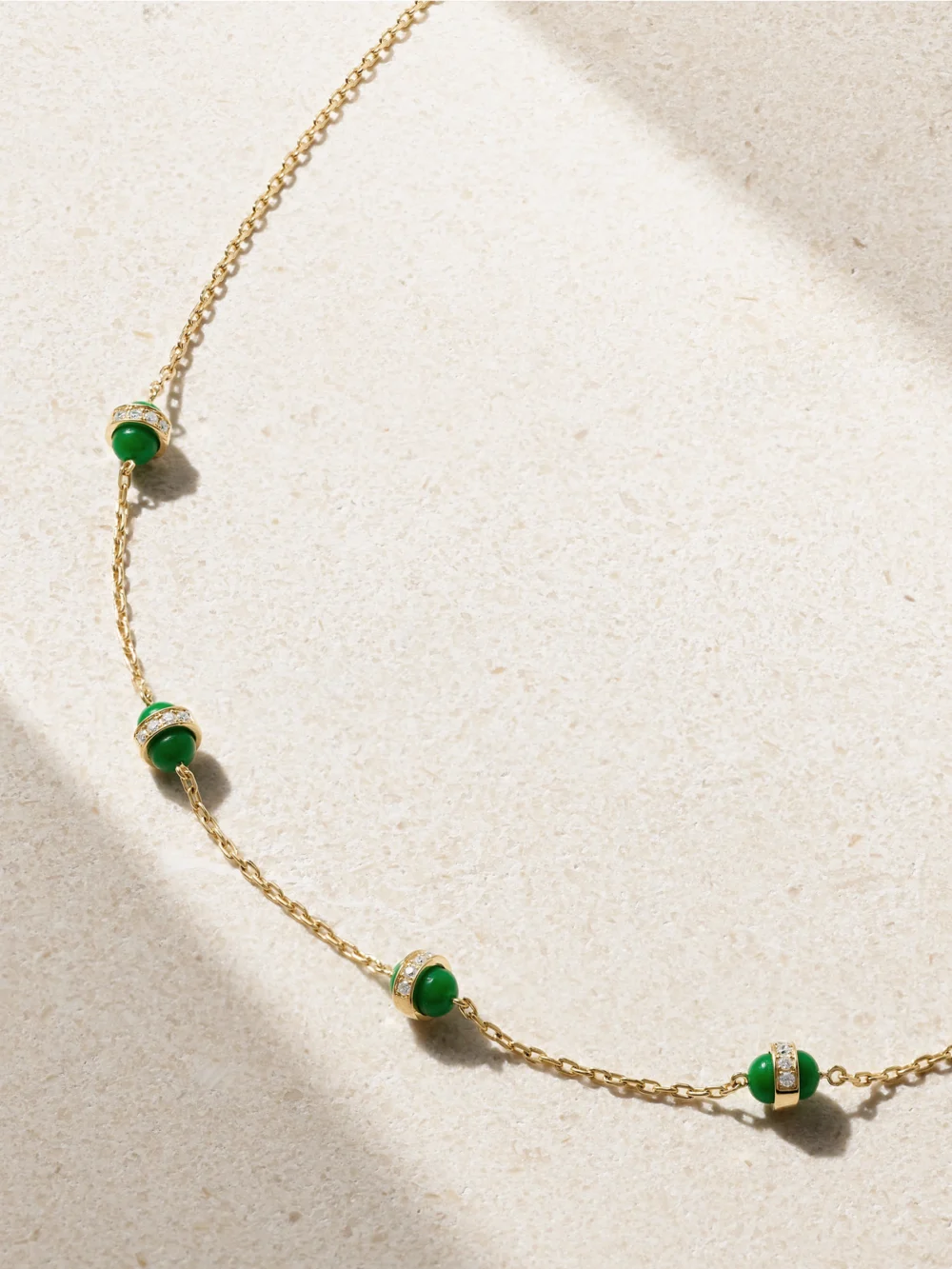 L'Atelier Nawbar Atoms the 5 Dots 18-karat Gold, Enamel and Diamond Necklace in green
