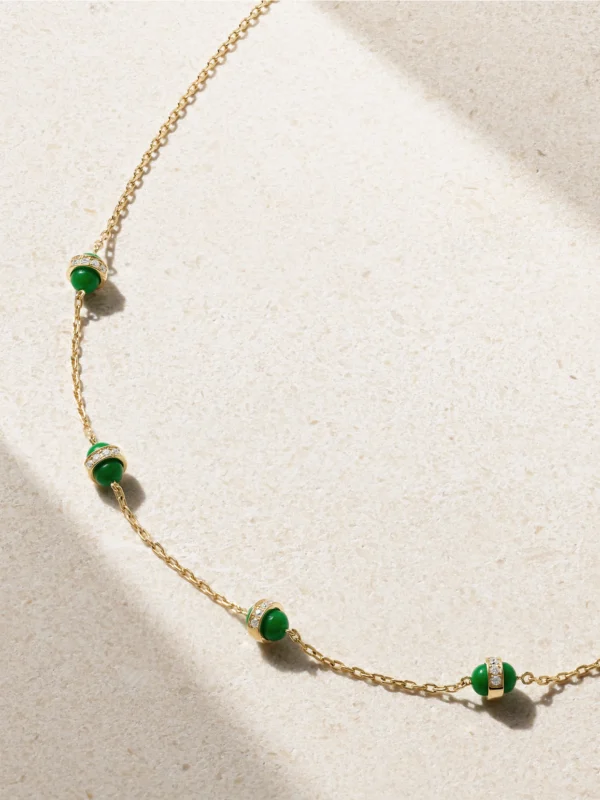 L'Atelier Nawbar Atoms the 5 Dots 18-karat Gold, Enamel and Diamond Necklace