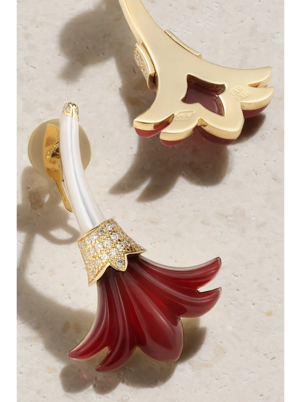 Back view of the L'Atelier Nawbar Big Flower 18-karat Gold Multi-stone Earrings