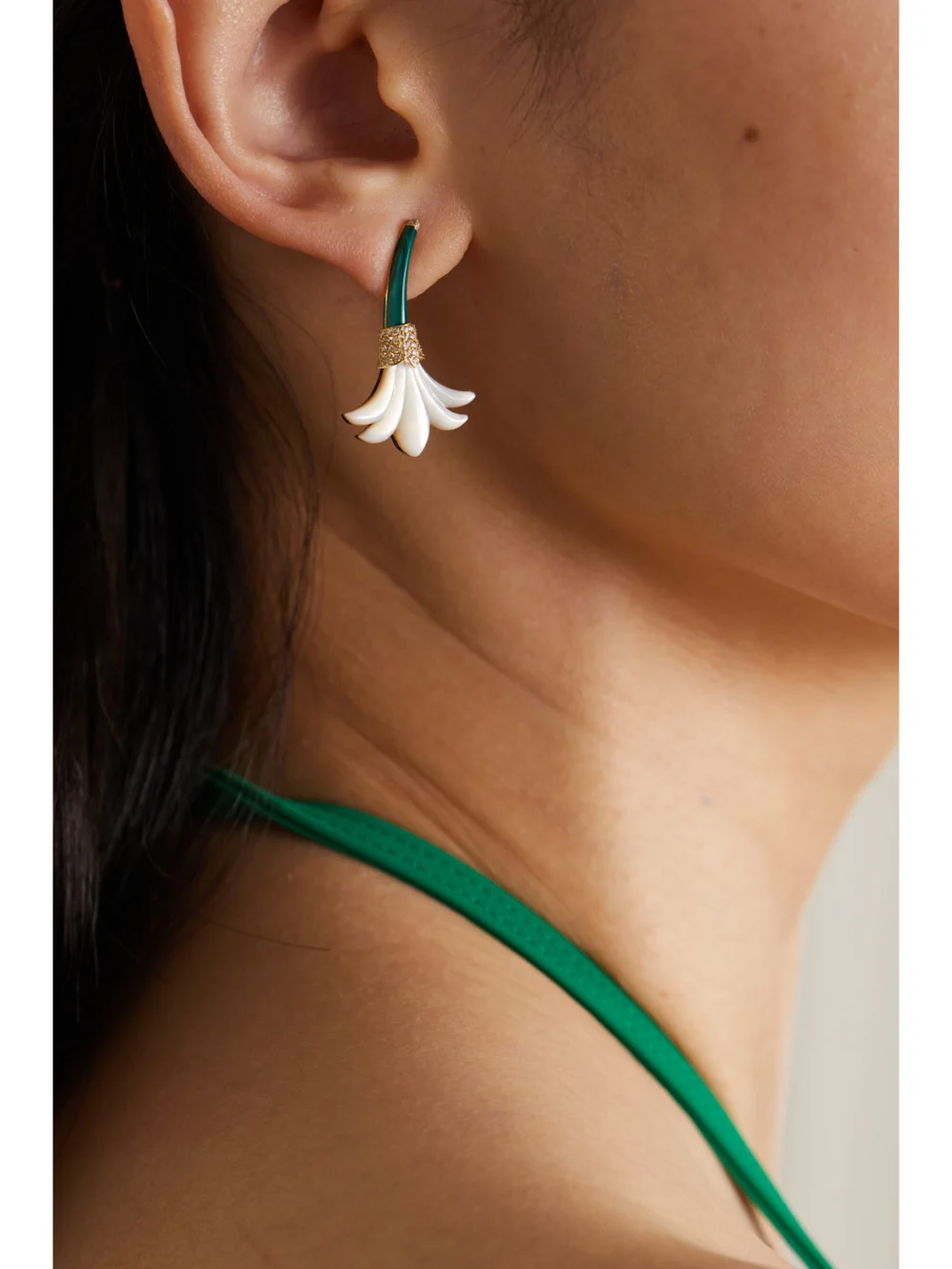 L'Atelier Nawbar Big Flower 18-karat Gold Multi-stone Earrings, styled view