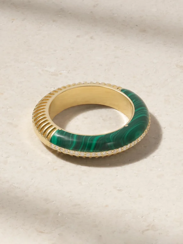 L'Atelier Nawbar Bombay Ray 18-karat Gold, Malachite and Diamond Ring