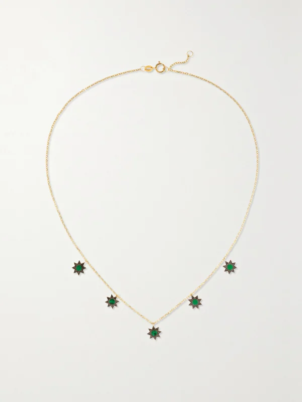 L'Atelier Nawbar Cosmic Ibiza Mini 18-karat Gold, Malachite and Diamond Choker