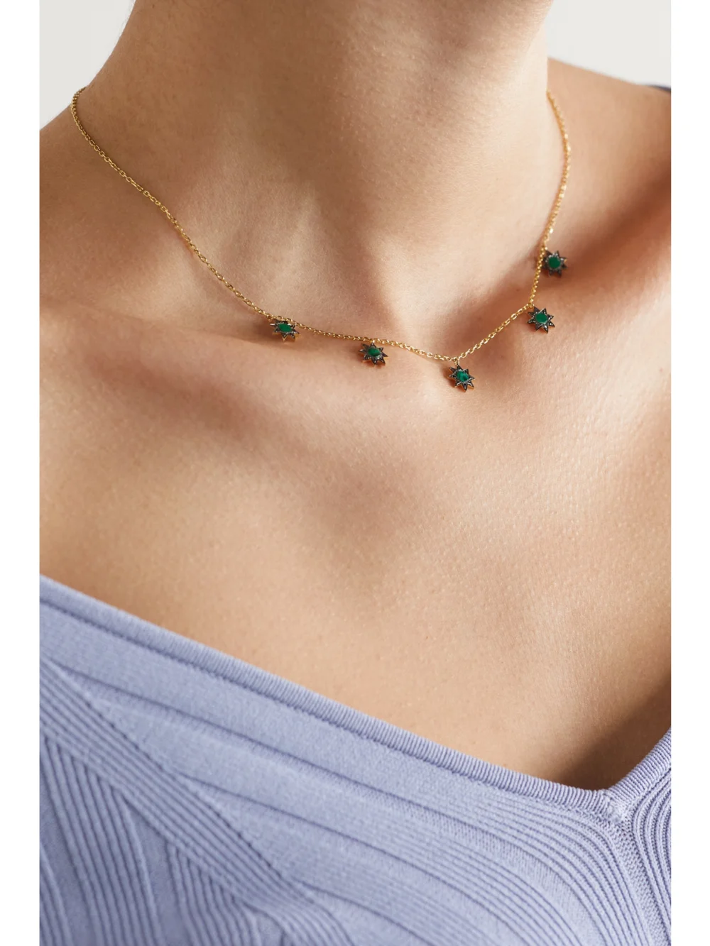 L'Atelier Nawbar Cosmic Ibiza Mini 18-karat Gold, Malachite and Diamond Choker, styled view