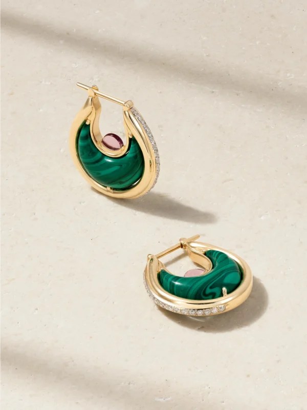 L'Atelier Nawbar Diana Big 18-karat Gold Multi-stone Earrings