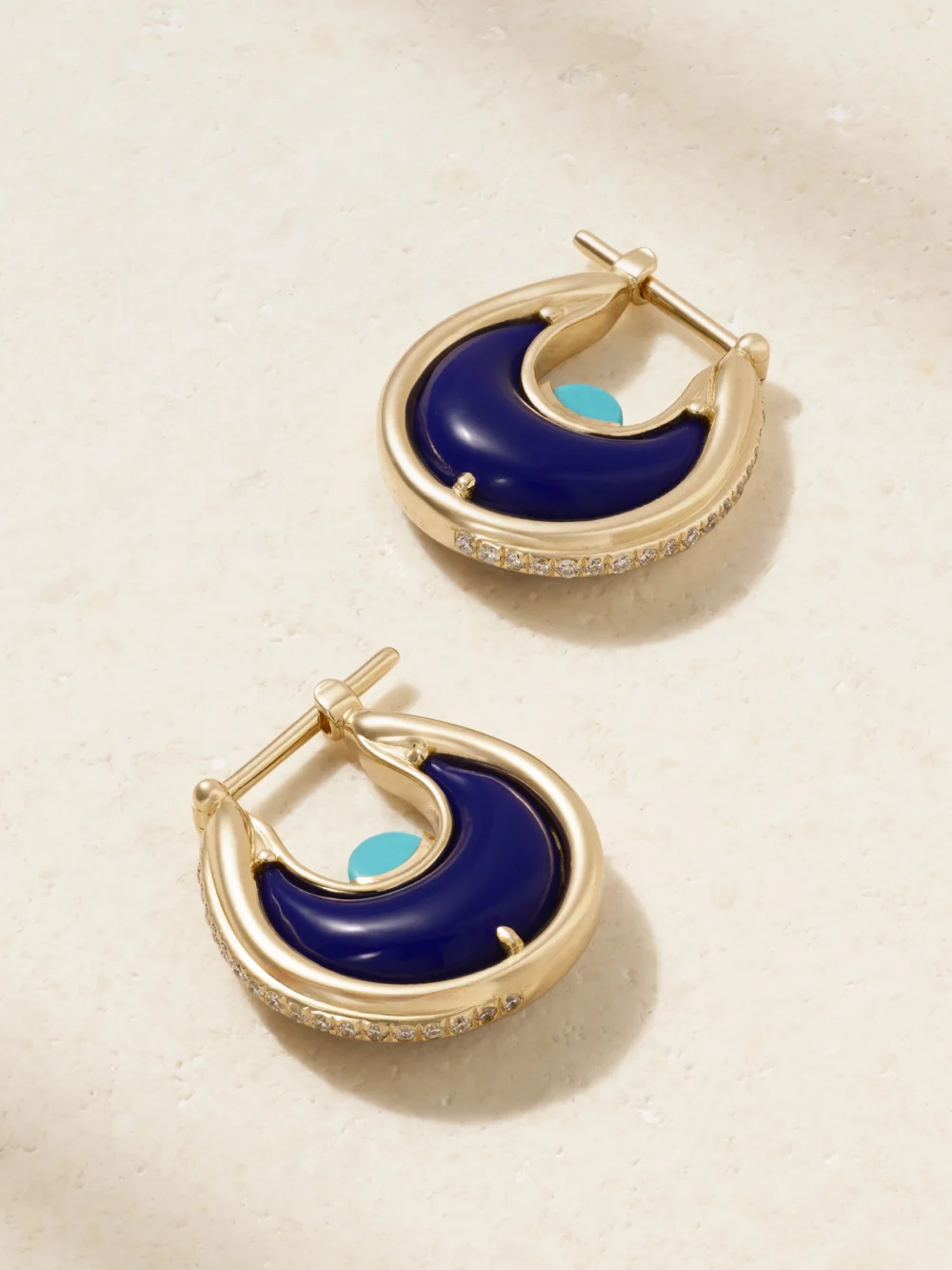 L'Atelier Nawbar Diana Small 18-karat Gold Multi-stone Hoop Earrings in blue