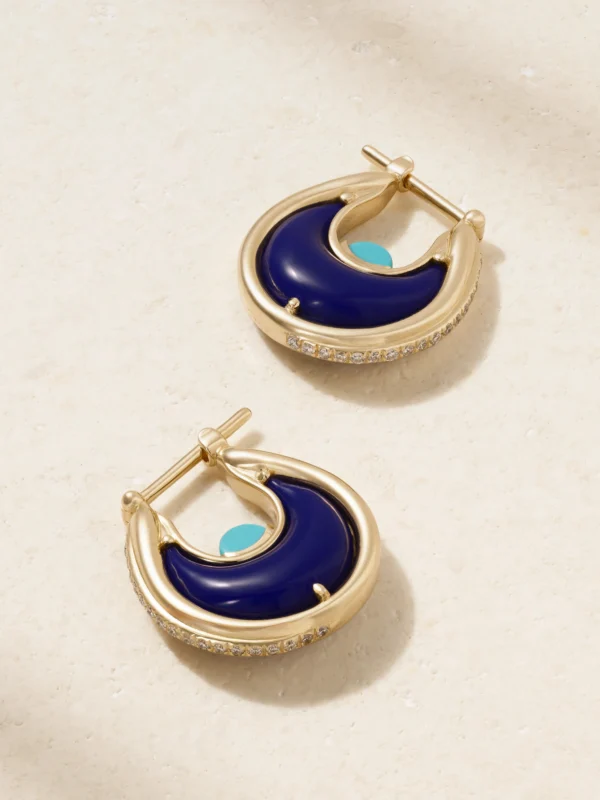 L'Atelier Nawbar Diana Small 18-karat Gold Multi-stone Hoop Earrings