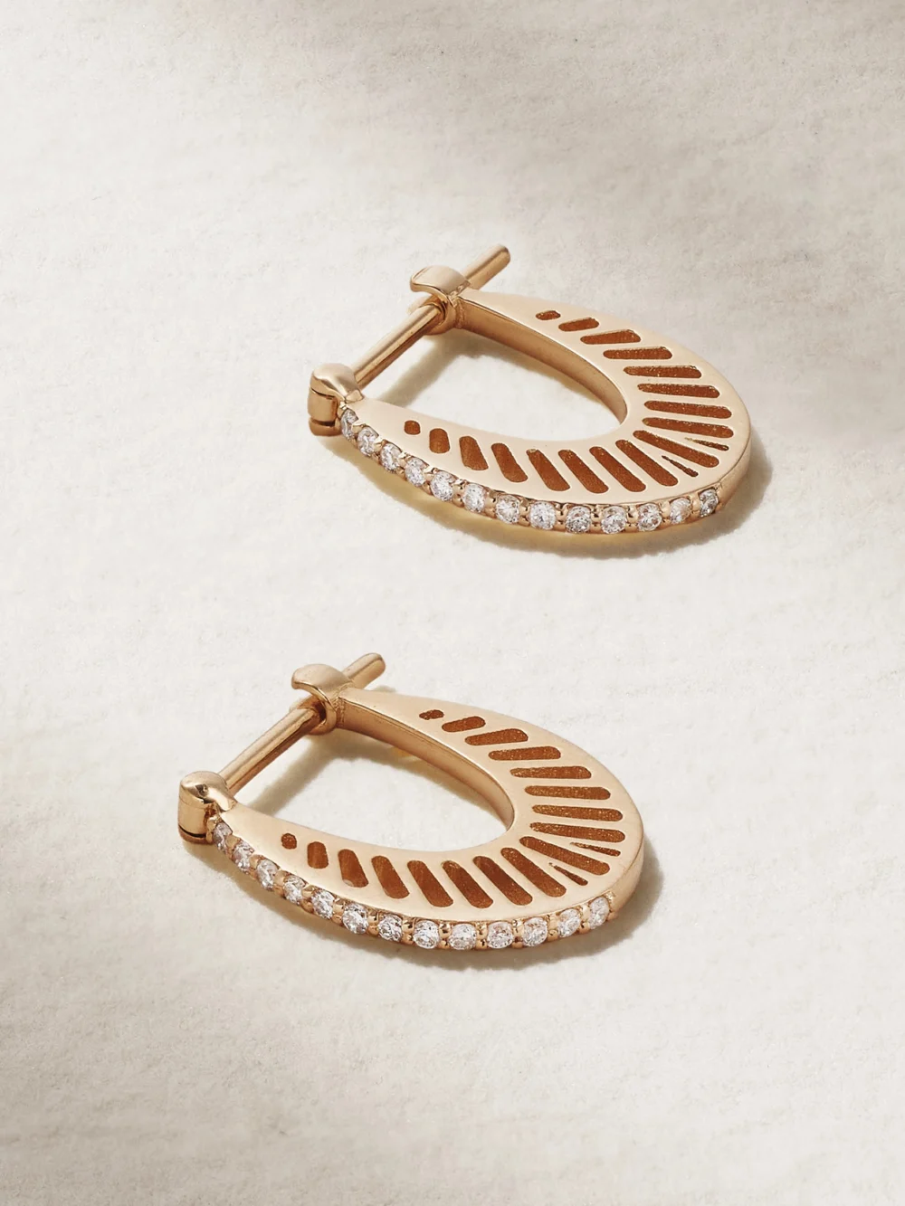 L'Atelier Nawbar Flat Ray Small 18-karat Gold Diamond Hoop Earrings