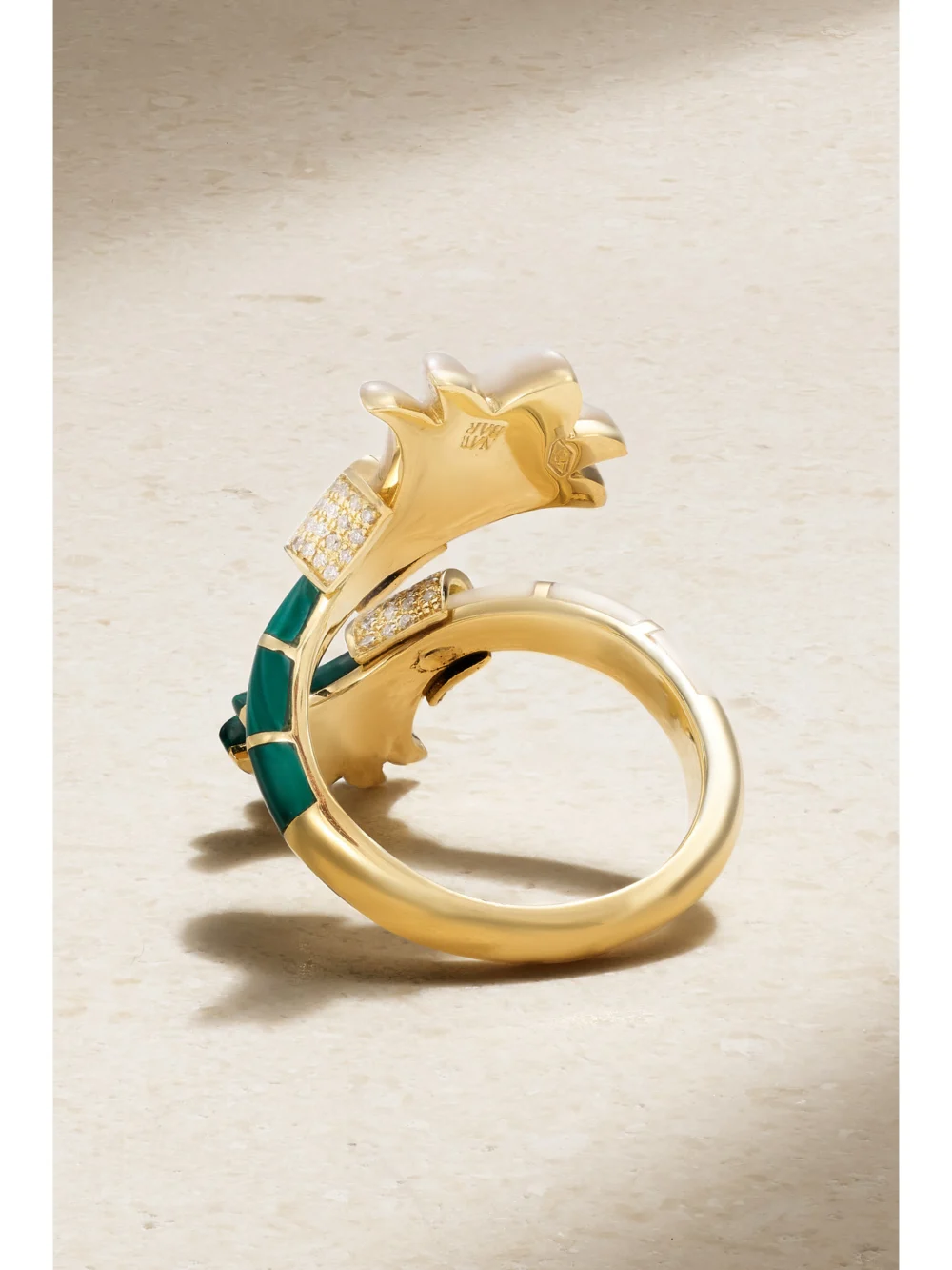 Back view of the L'Atelier Nawbar Flower Asheq Maashouq 18-karat Gold Multi-stone Ring