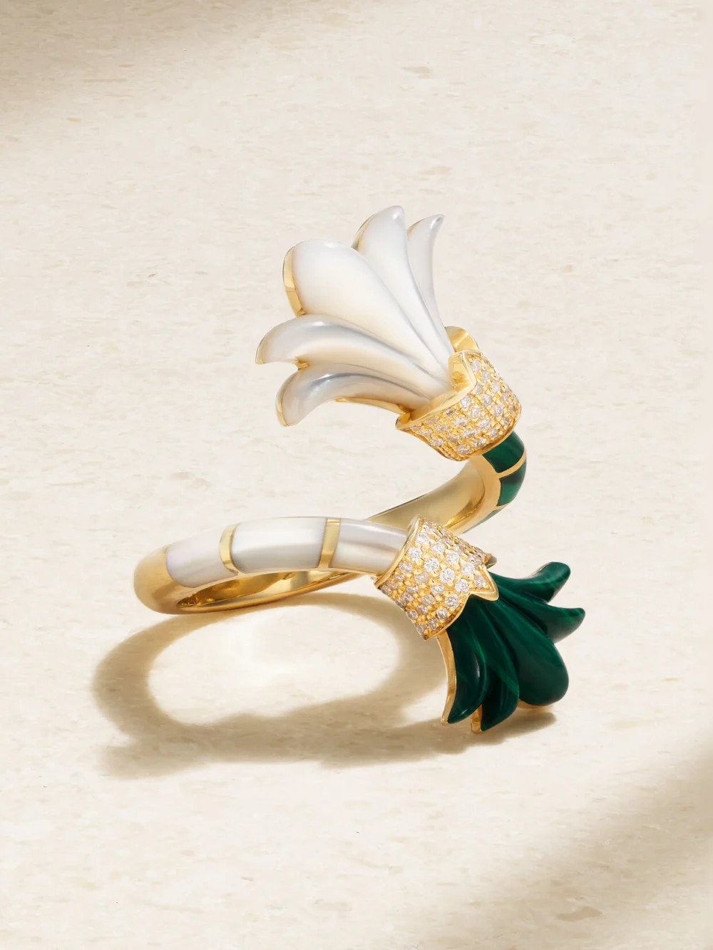 L'Atelier Nawbar Flower Asheq Maashouq 18-karat Gold Multi-stone Ring in 7