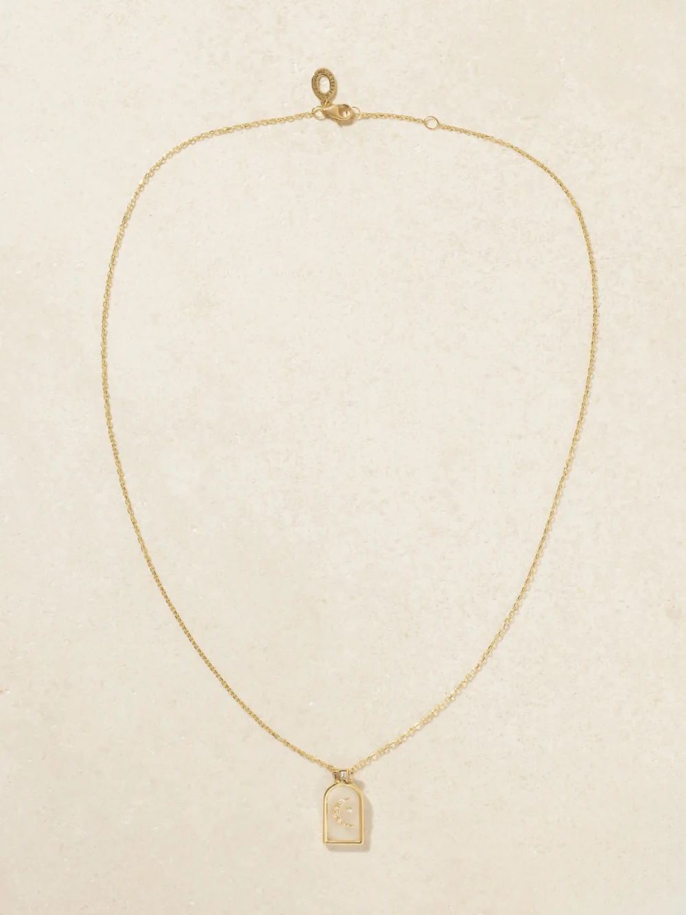 Close-up detail of the L'Atelier Nawbar Hilal 18-karat Gold, Rock Crystal and Diamond Necklace