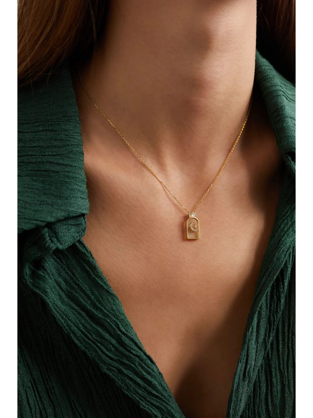 L'Atelier Nawbar Hilal 18-karat Gold, Rock Crystal and Diamond Necklace, styled view