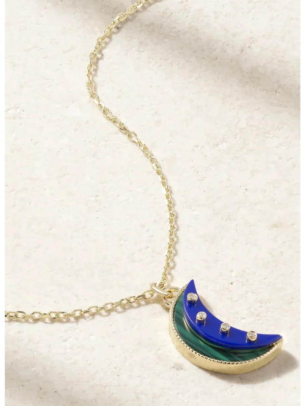 L'Atelier Nawbar Layer Moon 18-karat Gold Multi-stone Necklace