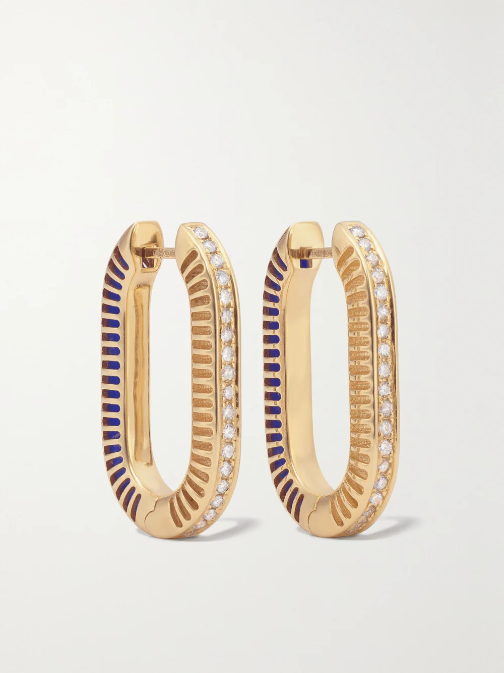 L'Atelier Nawbar Lock Ray Large 18-karat Gold, Lapis Lazuli and Diamond Earrings
