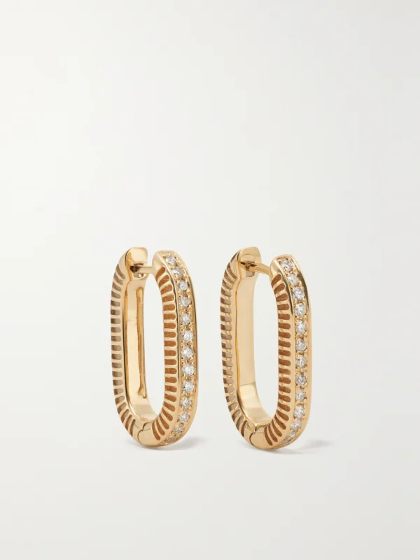 L'Atelier Nawbar Lock Ray Small 18-karat Gold, Mother-of-pearl and Diamond Earrings