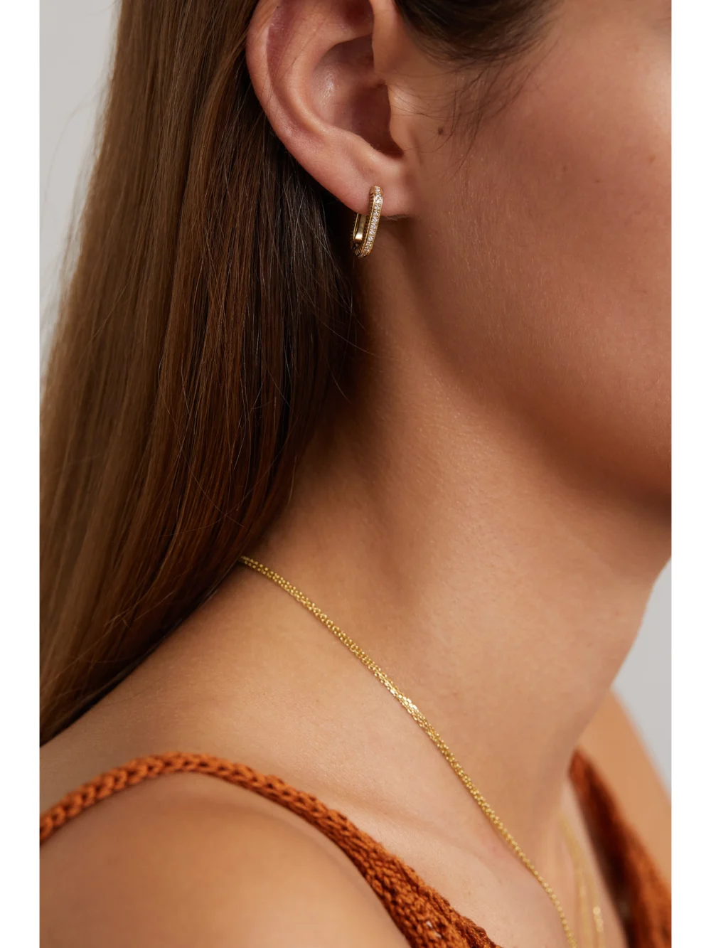 L'Atelier Nawbar Lock Ray Small 18-karat Gold, Mother-of-pearl and Diamond Earrings, styled view